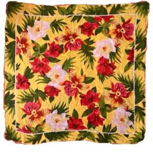 2/$30 Echo Club 7 Bright Floral Vintage Hand Turned 35” Square Scarf